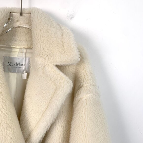 Max Mara Womens Double-Breasted Alpaca Wool Coat Size S Ivory - Picture 3 of 7